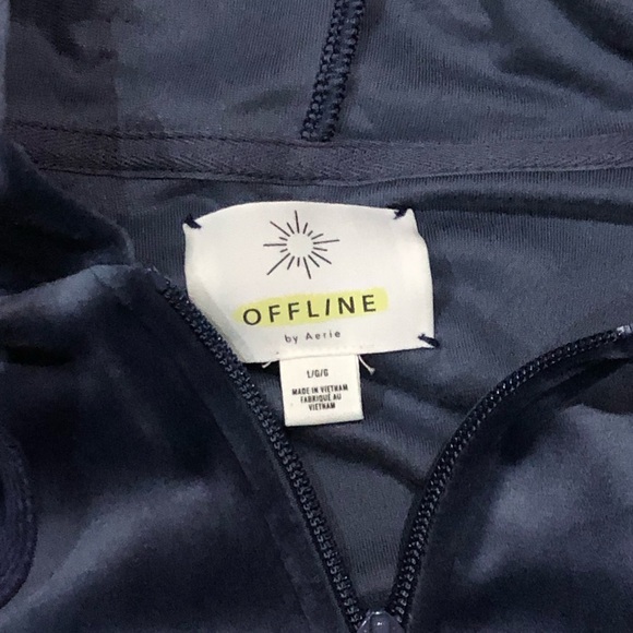 Aerie Offline After Party Velour Jacket Blue Velvet Zip Up Large⭐️ - Picture 5 of 8